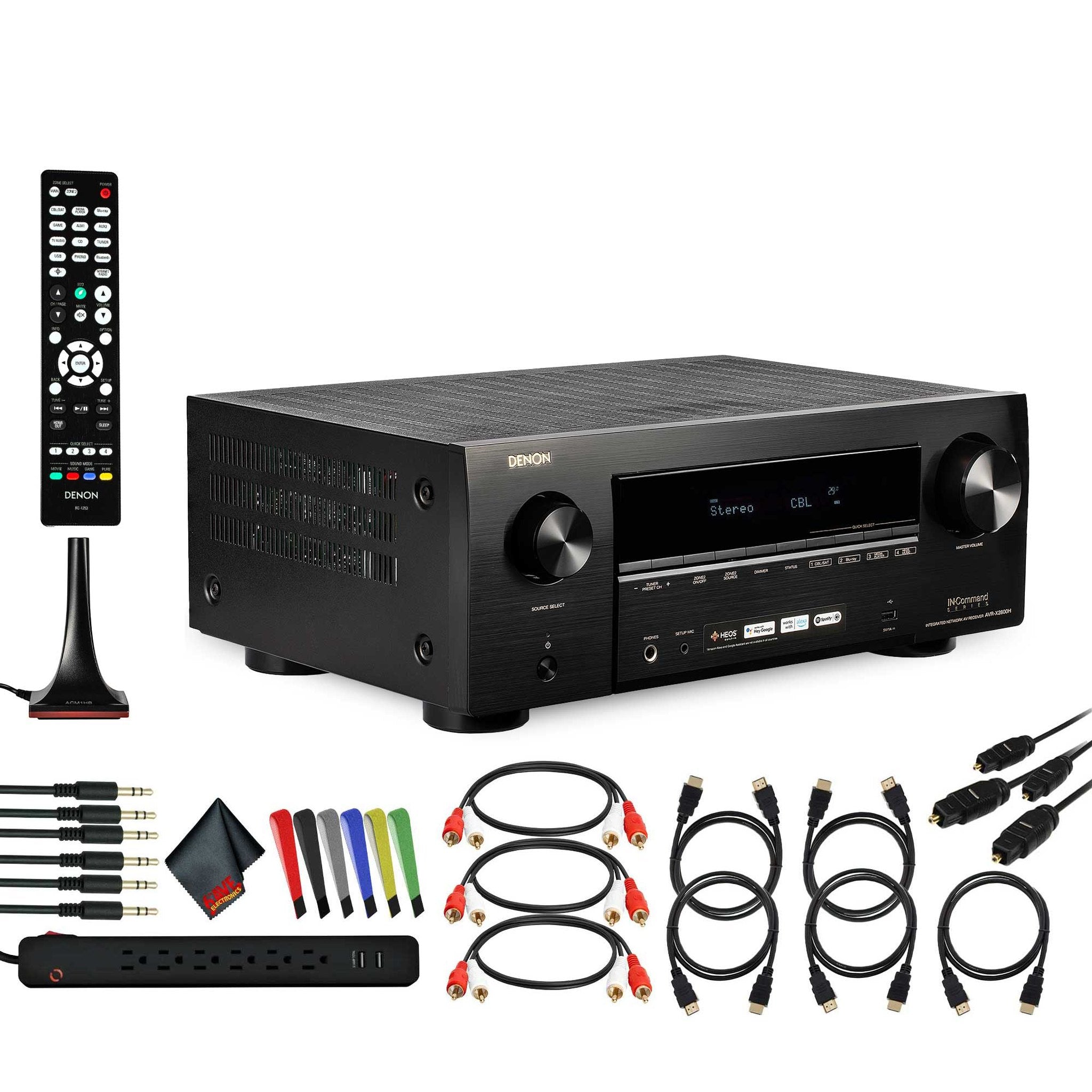 Denon AVR-X2800H 7.2-Channel Network A/V Receiver Bundle Denon