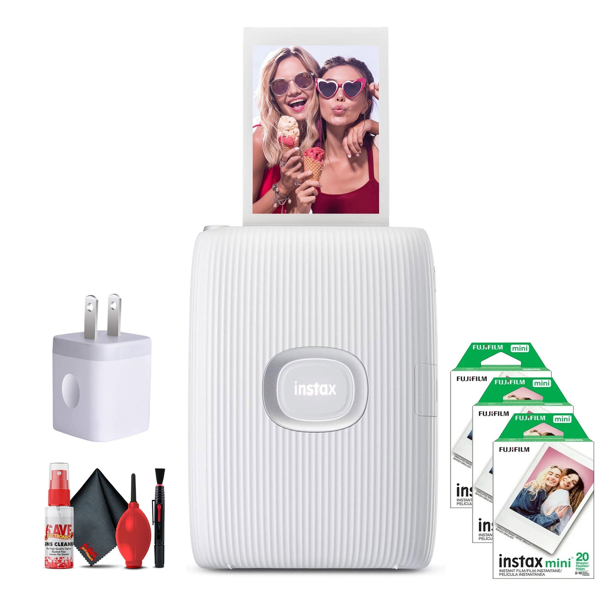 Fujifilm Instax Mini Link 2 Smartphone Printer Clay White Bundle Fujifilm