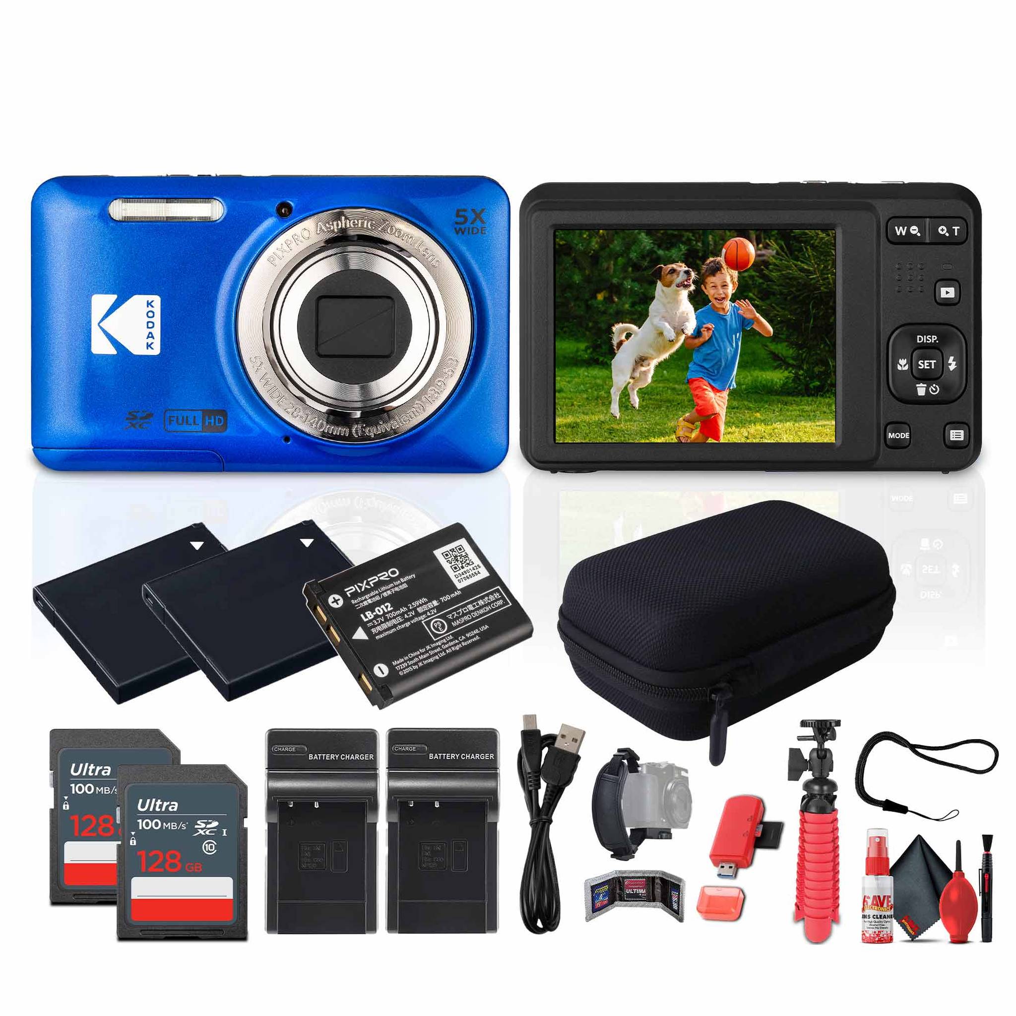 Kodak Pixpro FZ55 Digital Camera in Blue FZ55BL Bundle with Accessories