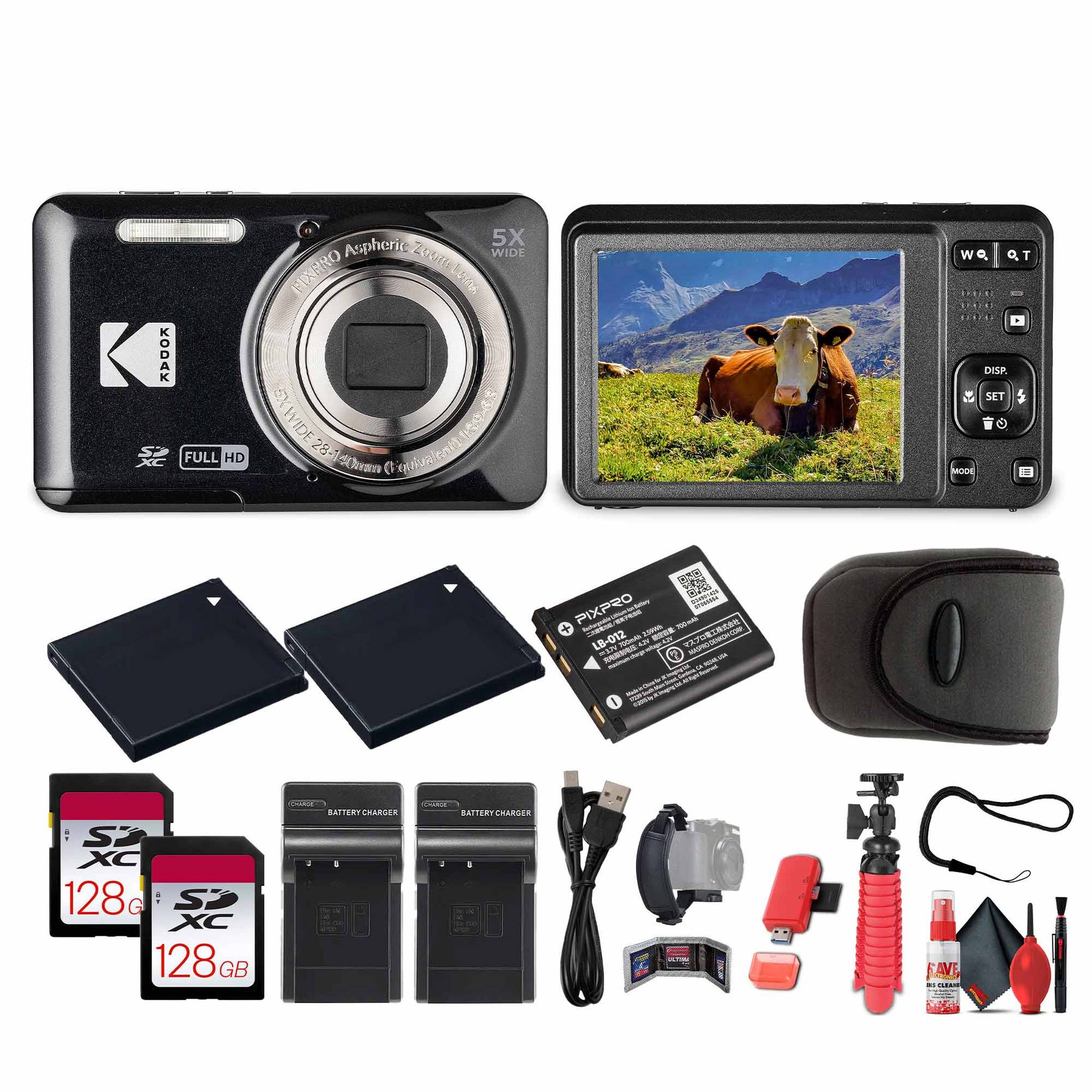 Kodak Pixpro FZ55 Digital Camera in Black FZ55BK Bundle with Accessories