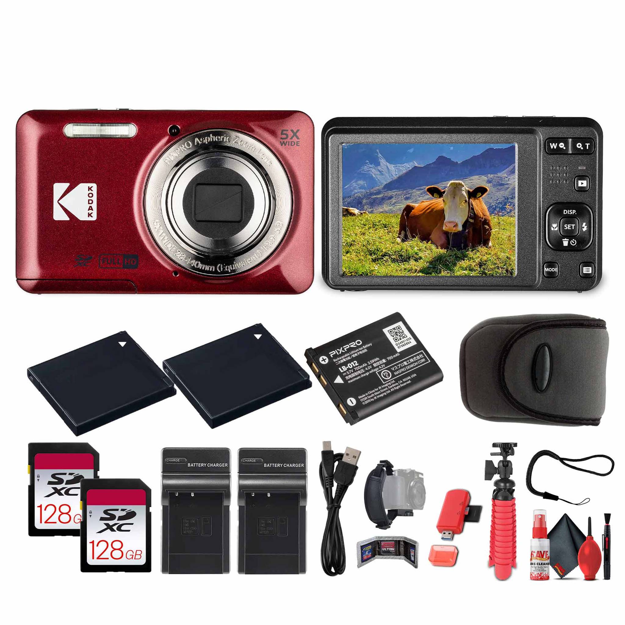 Kodak Pixpro FZ55 Digital Camera in Red FZ55RD Bundle with Accessories