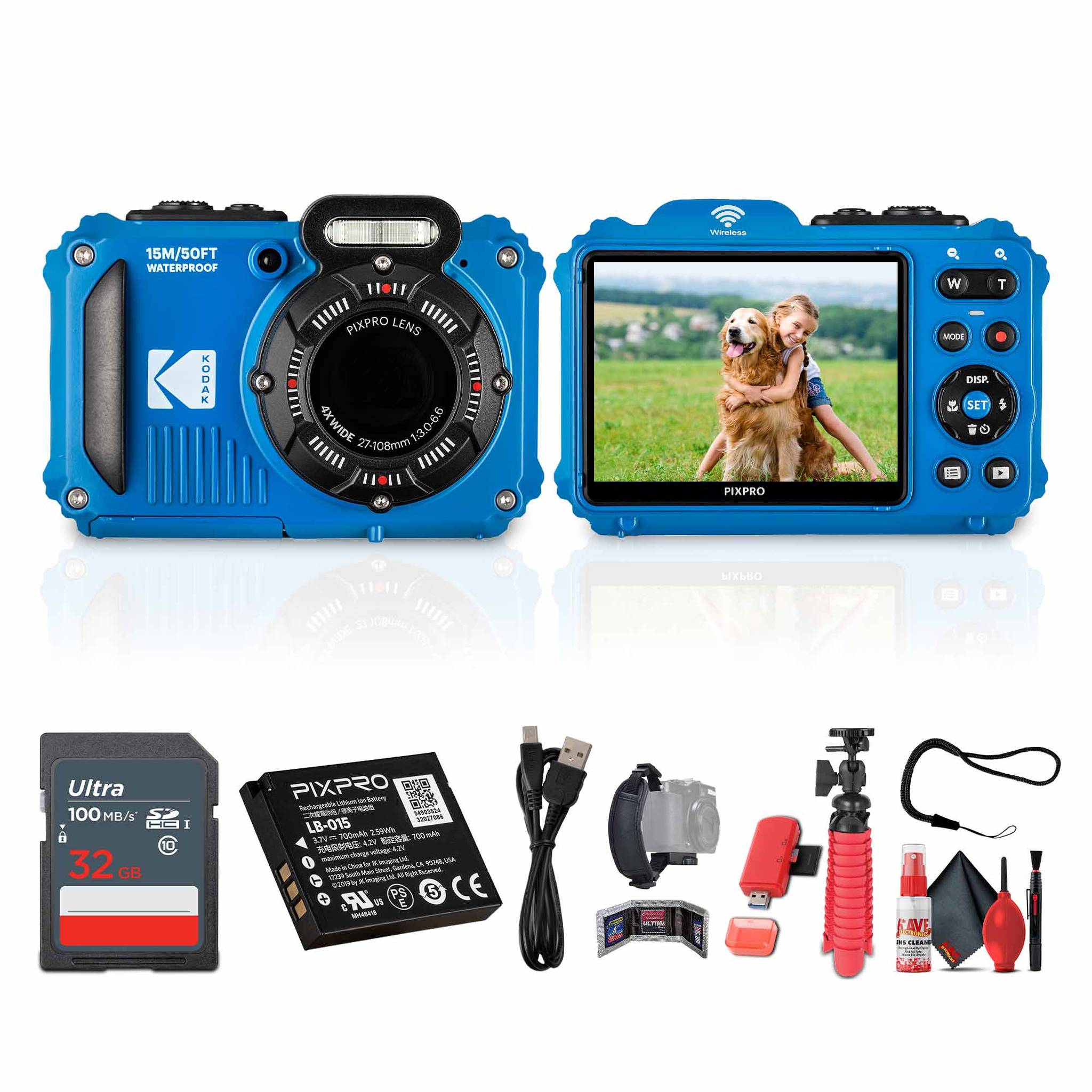 Kodak Pixpro WPZ2 Digital Camera in Blue WPZ2BL Bundle with Accessories