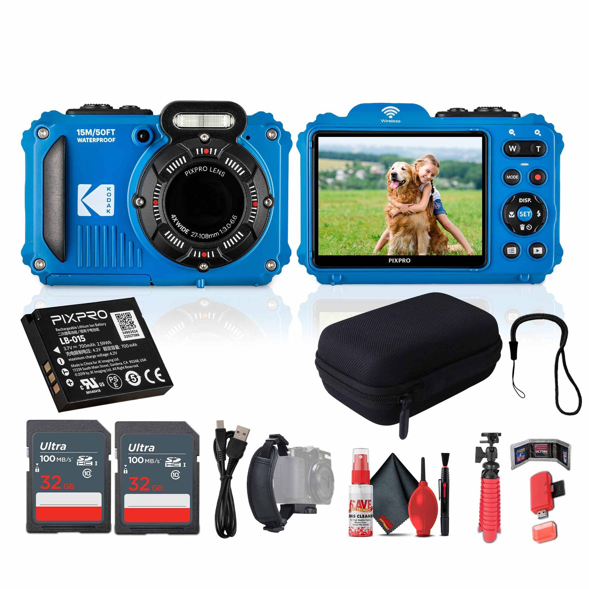 Kodak Pixpro WPZ2 Digital Camera in Blue WPZ2BL Bundle with Accessories