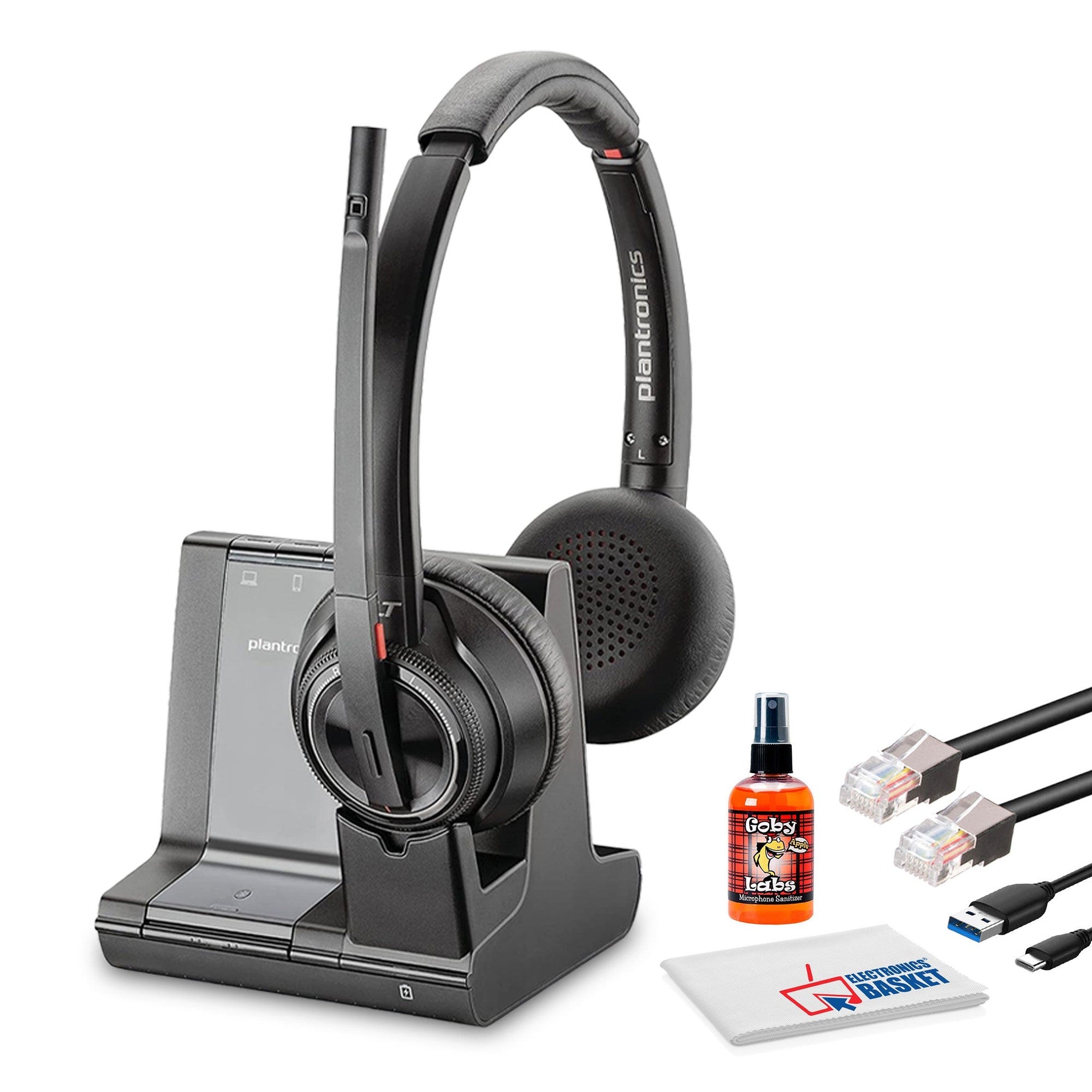 Poly Savi 8220 Office Wireless DECT Headset System Bundle Poly