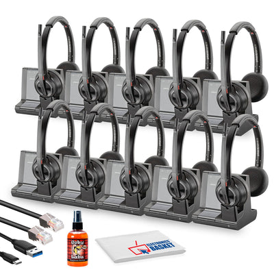 10x Poly Savi 8220 Office Wireless DECT Headset System Bundle