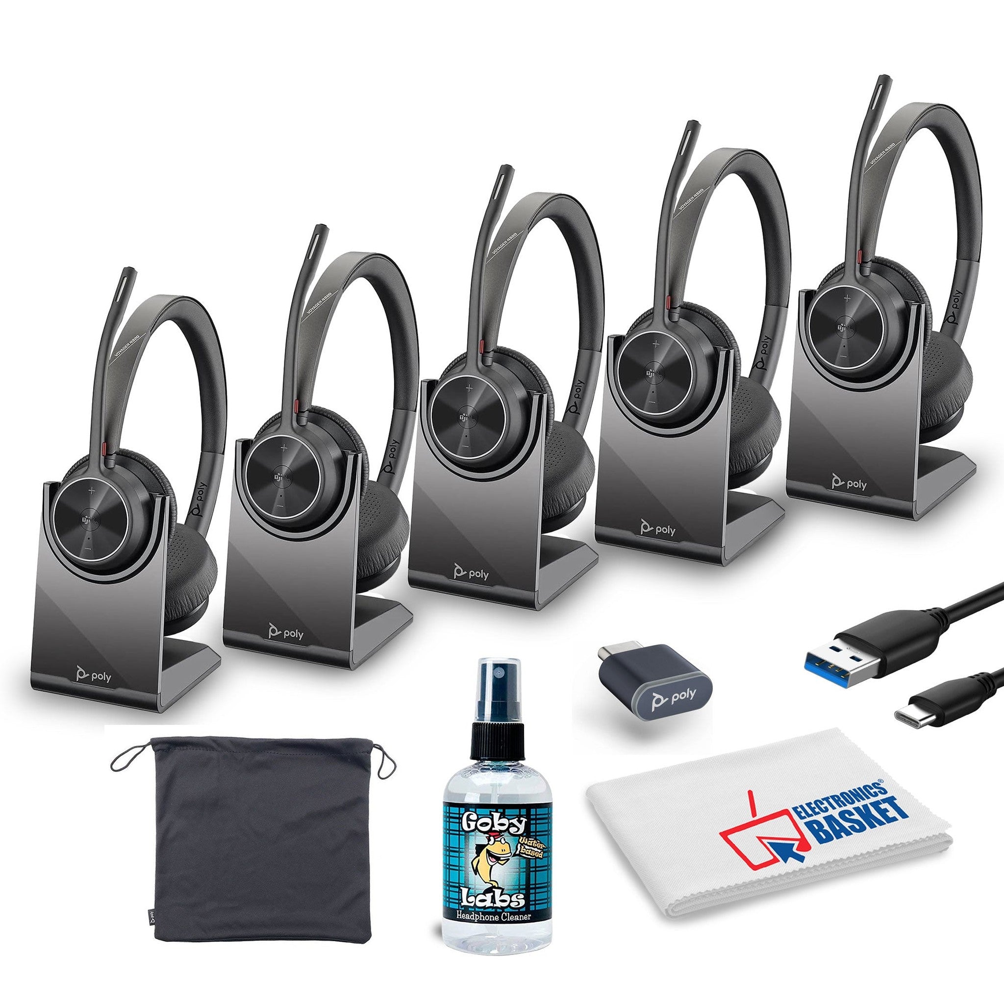 Poly Voyager 4320 Bluetooth Stereo Headset Microsoft Teams Certified Bundle Poly