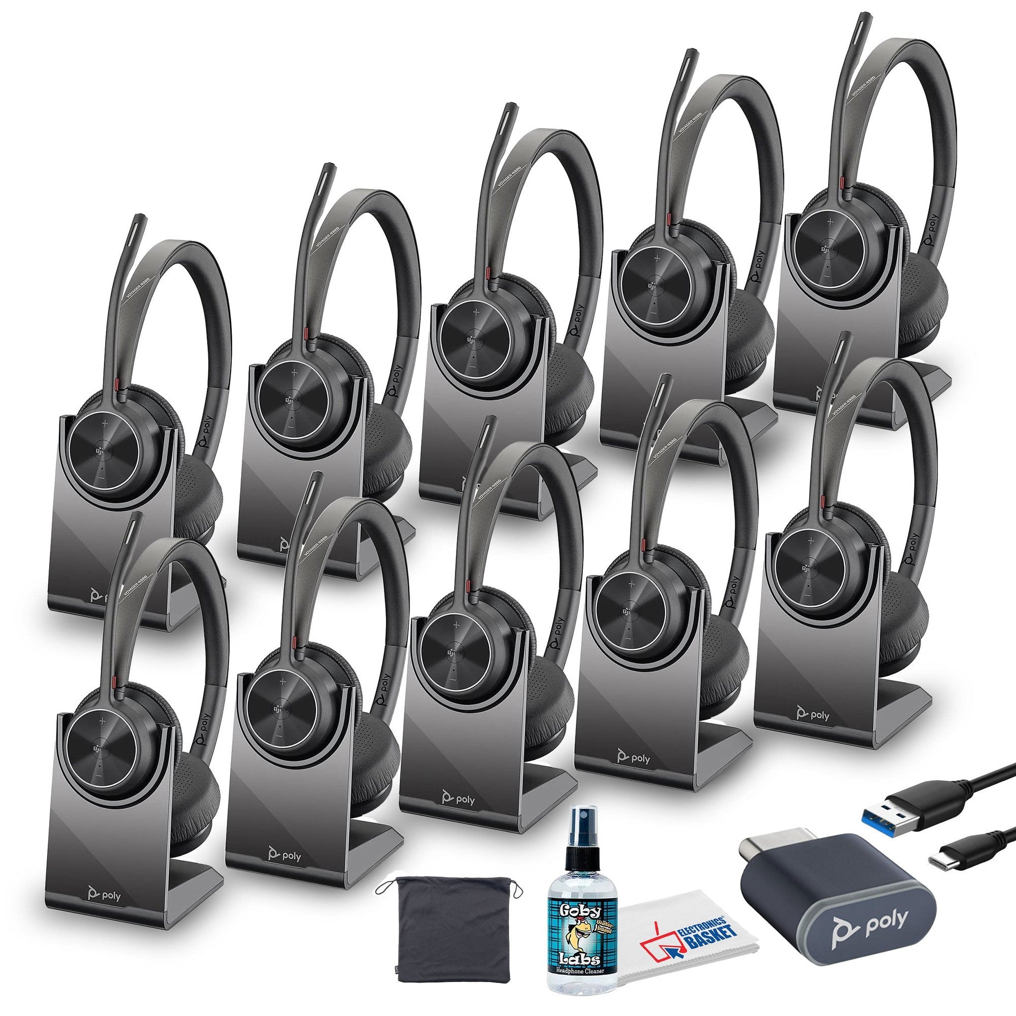 Poly Voyager 4320 Bluetooth Stereo Headset Microsoft Teams Certified Bundle Poly