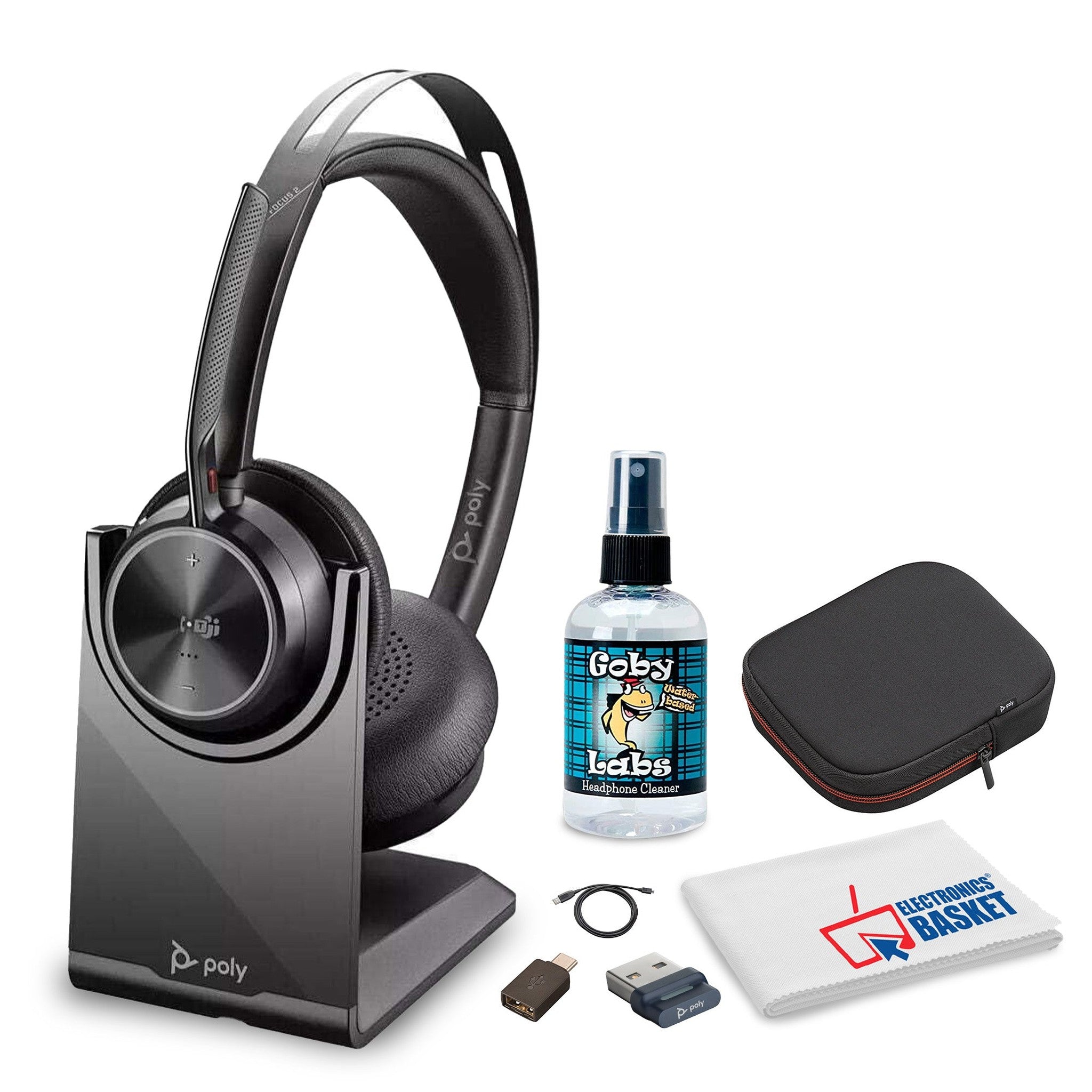 Poly Voyager Focus 2 UC Stereo Bluetooth Headset Teams Certified Bundle Poly