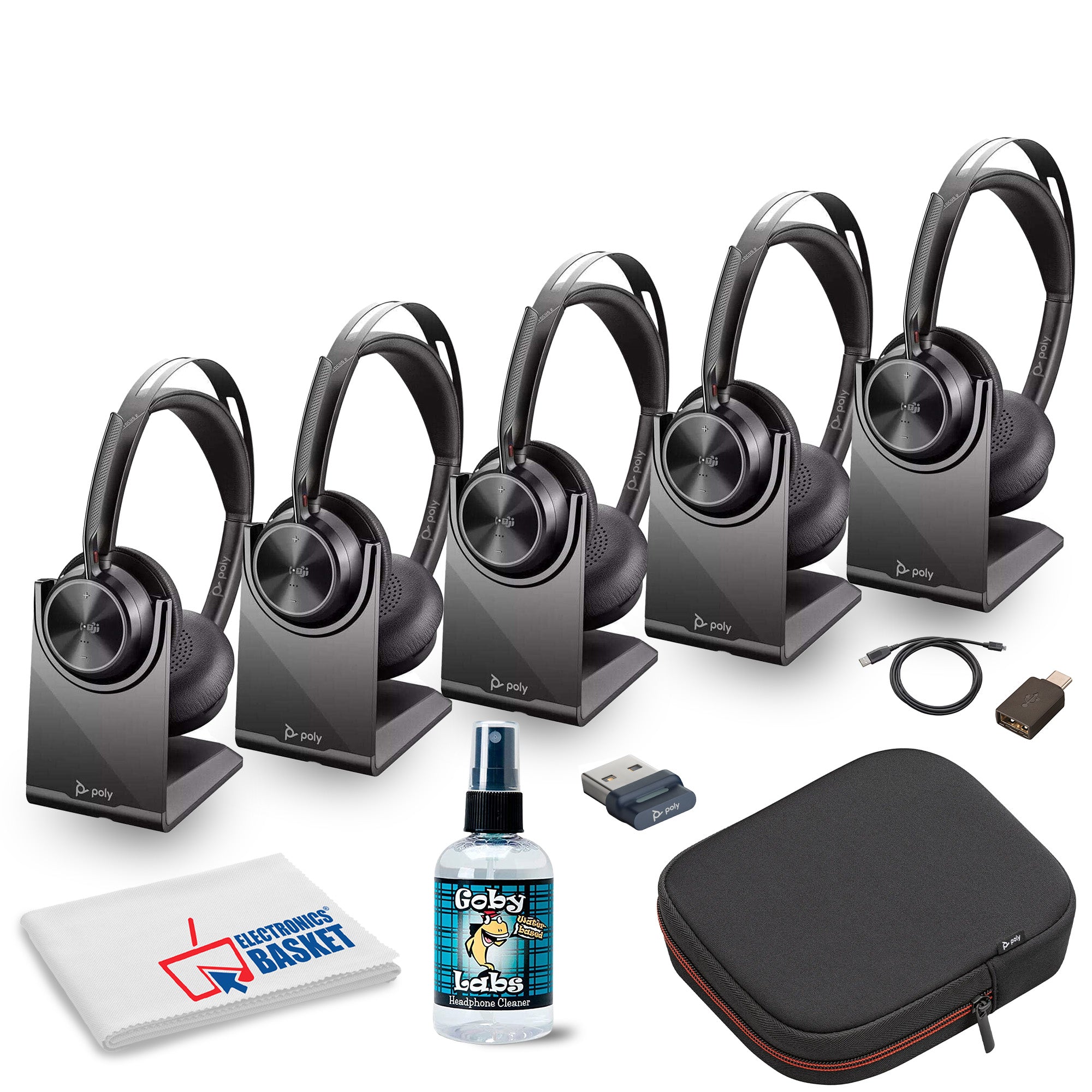 Poly Voyager Focus 2 UC Stereo Bluetooth Headset (Teams Certified) Bundle