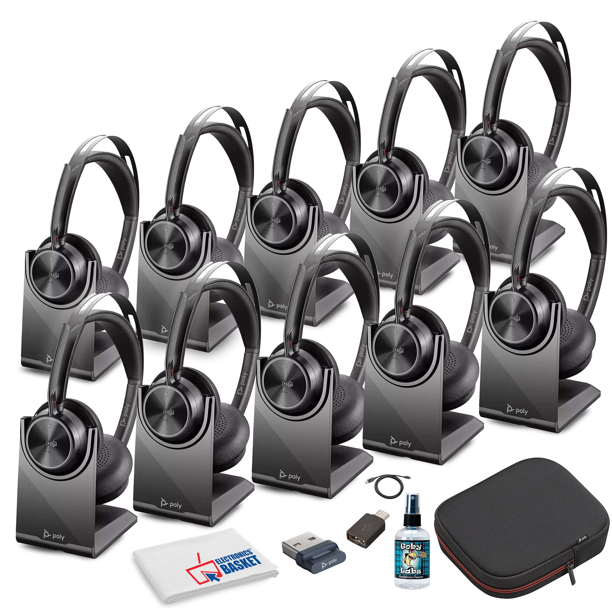 Poly Voyager Focus 2 UC Stereo Bluetooth Headset (Teams Certified) Bundle