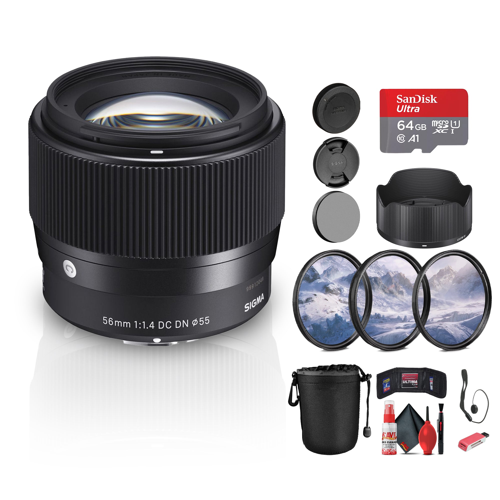 Sigma 56mm f/1.4 DC DN Contemporary Lens Four Thirds Mount Camera Bundle