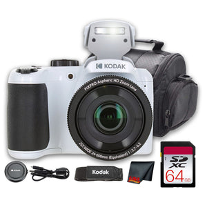 Kodak PIXPRO AZ255 Digital Camera White AZ255WH + 64GB Card + Bag + Cloth