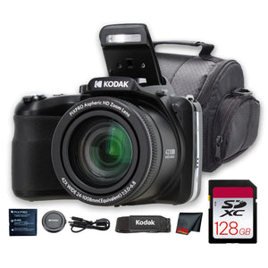 Kodak PIXPRO AZ425 Digital Camera Black AZ425BK + 128GB Card + Bag + Cloth