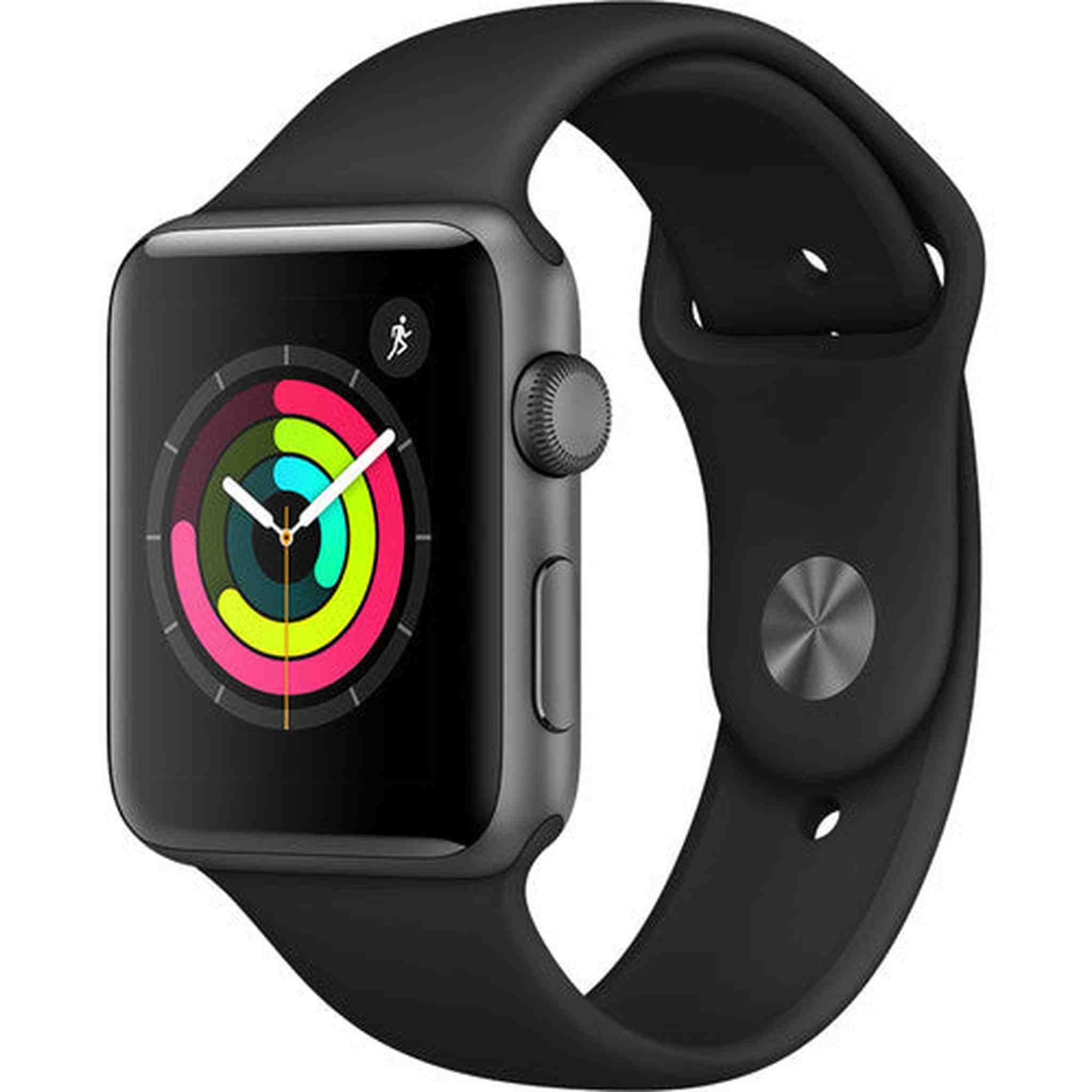 Apple Watch Series 3 42mm Smartwatch GPS Only, Space Gray Aluminum Case, Black Sport Band MQL12LL/A