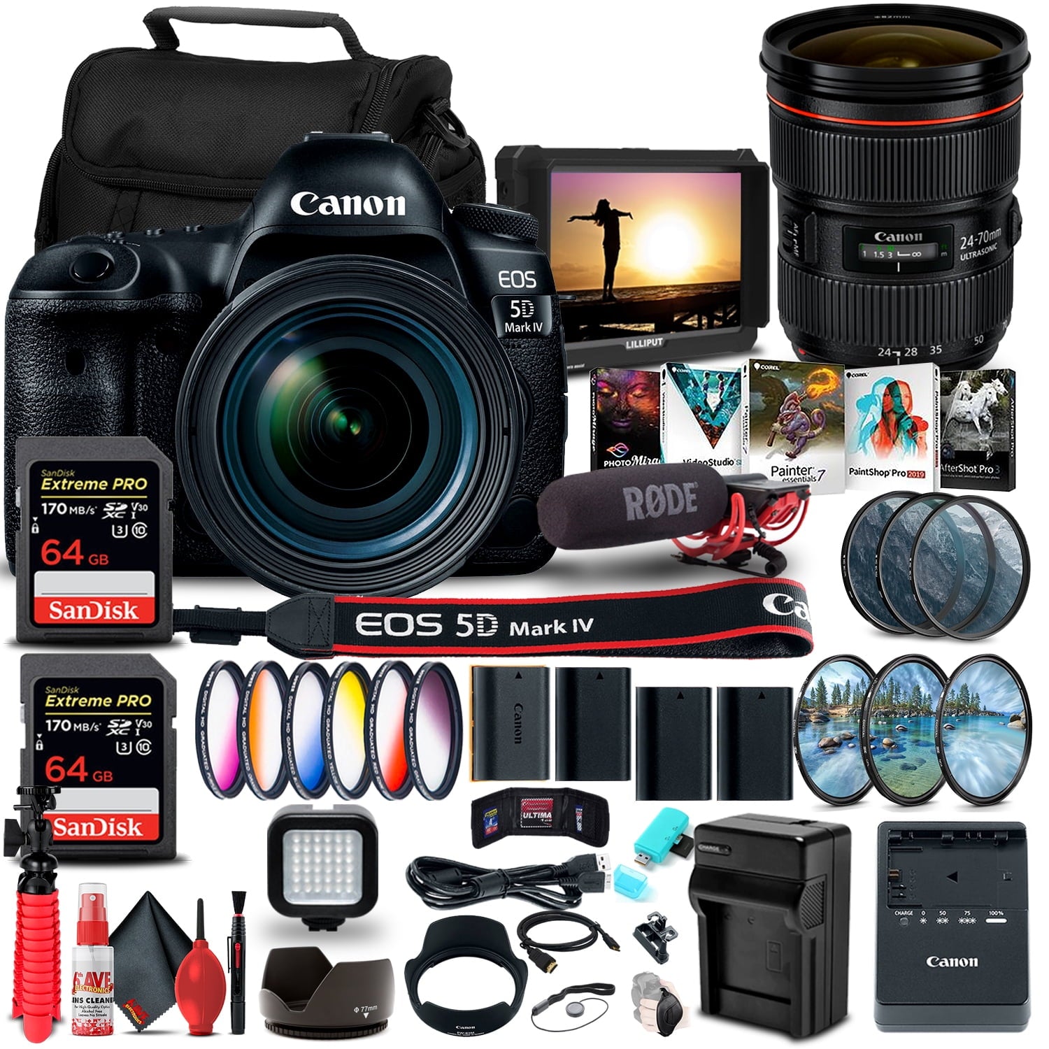 Canon EOS 5D Mark IV DSLR Camera with 24-70mm f/4L Lens (1483C018) Bundle