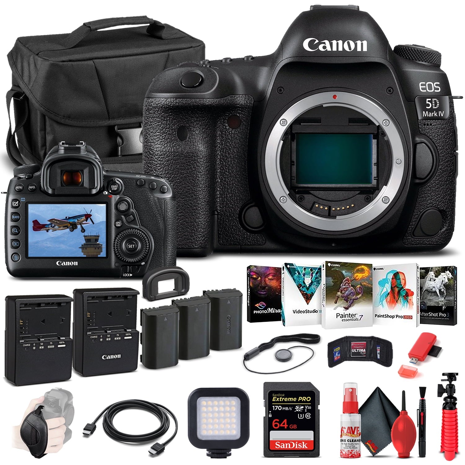 Canon EOS 5D Mark IV DSLR Camera Body Only 1483C002  - Advanced Bundle