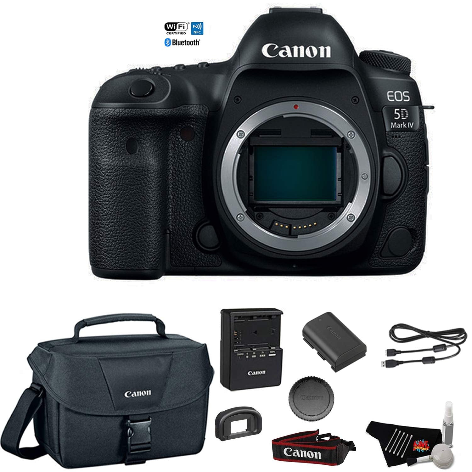 Canon EOS 5D Mark IV Full Frame Digital SLR Camera Body - Bundle with Canon Carrying Bag + Cleaning Kit Intl Model