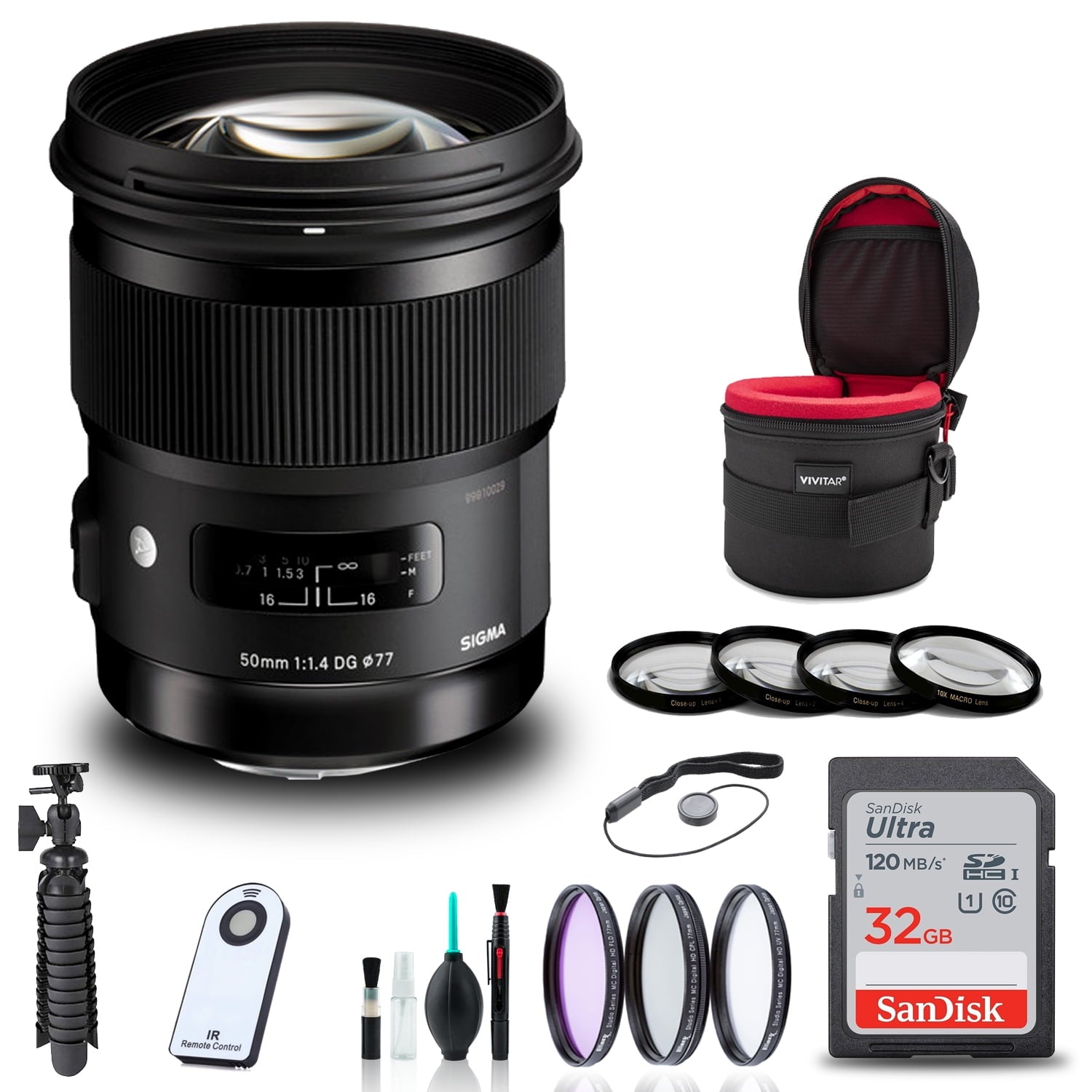 Sigma 50mm f/1.4 DG HSM Art Lens for Canon EF + 32GB SD Card Bundle