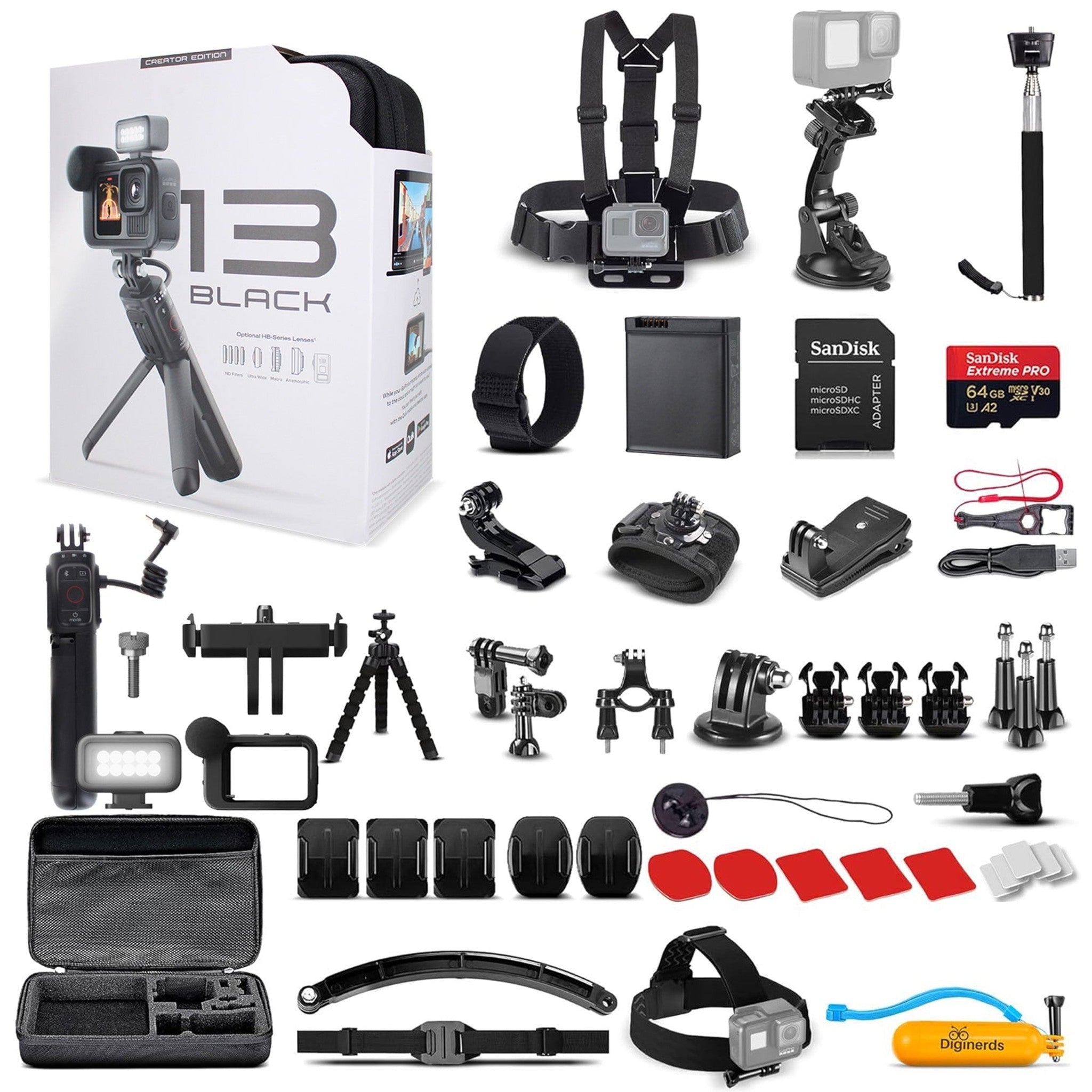 GoPro HERO13 Creator Edition Action Camera + 64GB + 50 Piece Accessory Kit