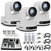 3 x PTZOptics Move 4K PTZ Camera with 20x Zoom White PT20X-4K-WH-G3 + PT-JOY-G4 Controller + 3 x Wall Mount