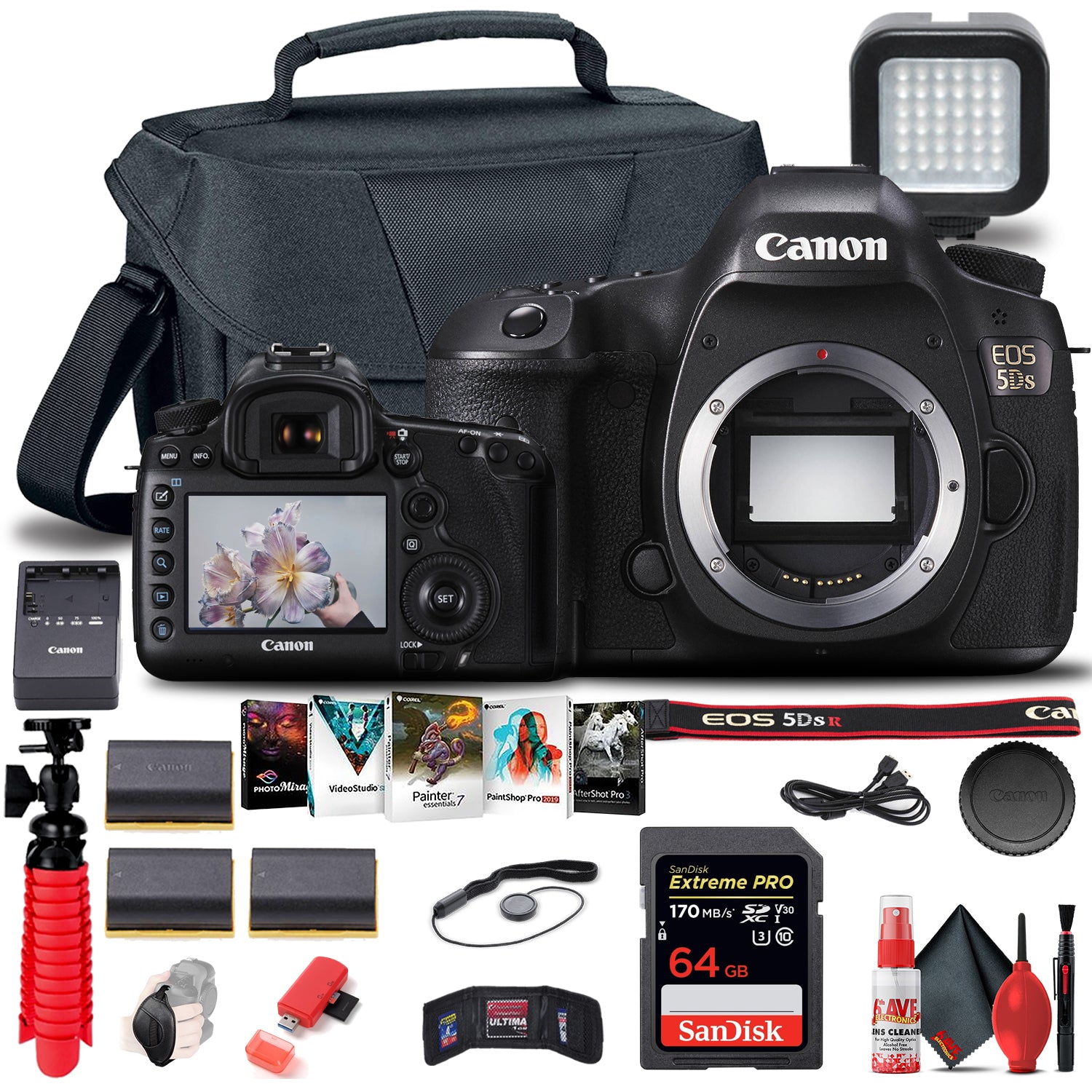 Canon EOS 5DS DSLR Camera (Body Only) (0581C002) + 64GB Card + Case + More