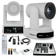 PTZOptics Move 4K PTZ Camera with 30x Zoom White PT30X-4K-WH-G3 + PT-JOY-G4 Controller + Wall Mount