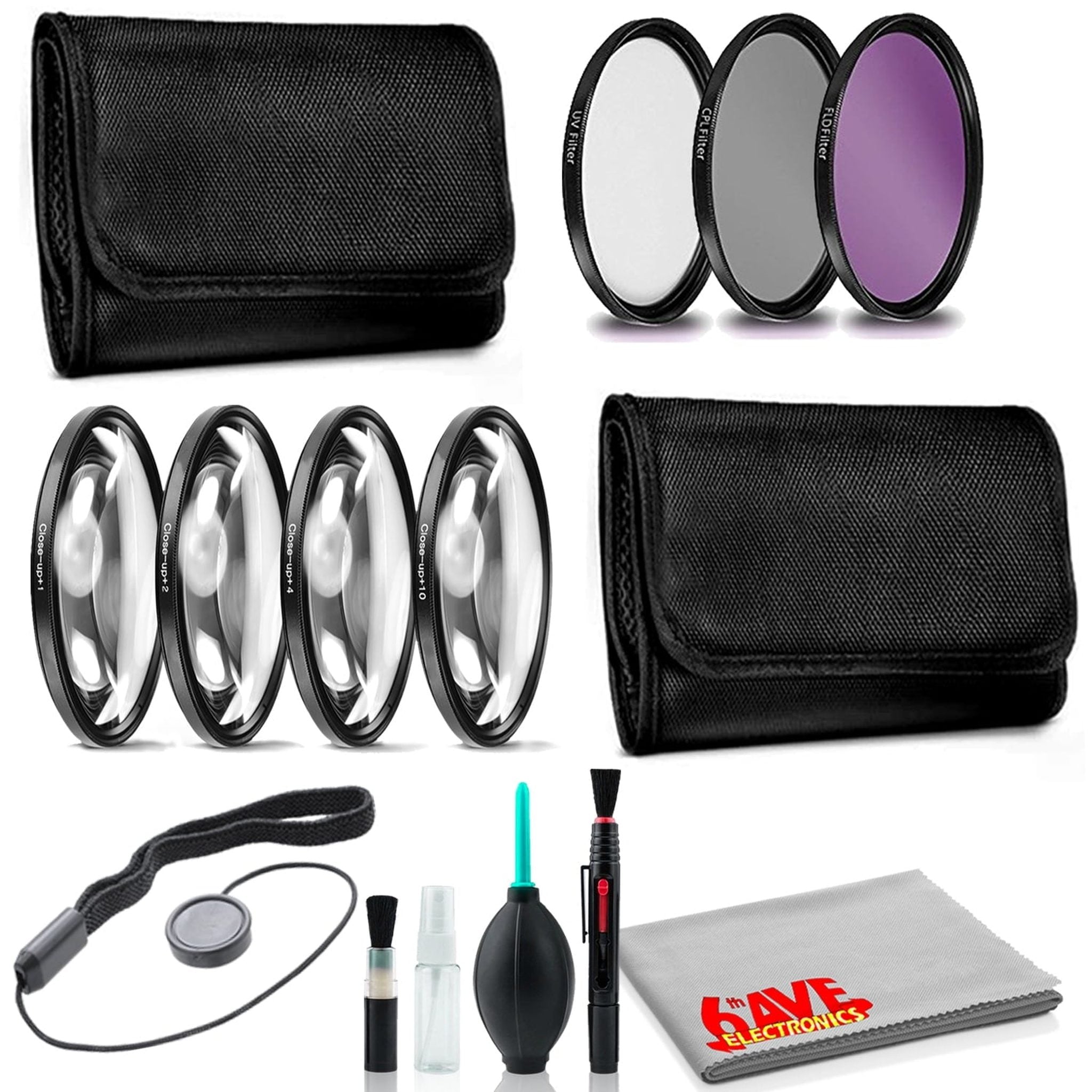55mm Filter Kit Bundle with Close Up Lens Set, Cleaning Kit, and More