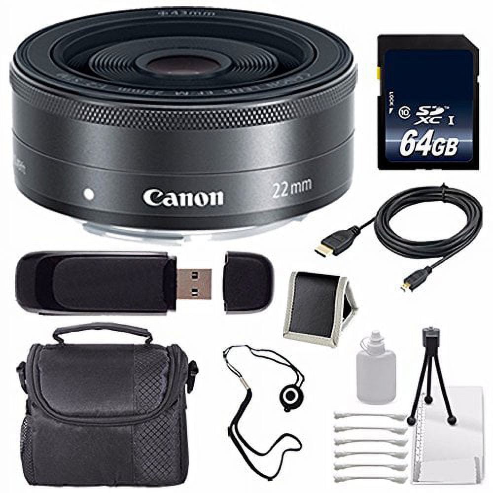 Canon EF-M 22mm f/2 STM Lens + 64GB SDXC Class 10 Memory Card 6AVE Bundle 17