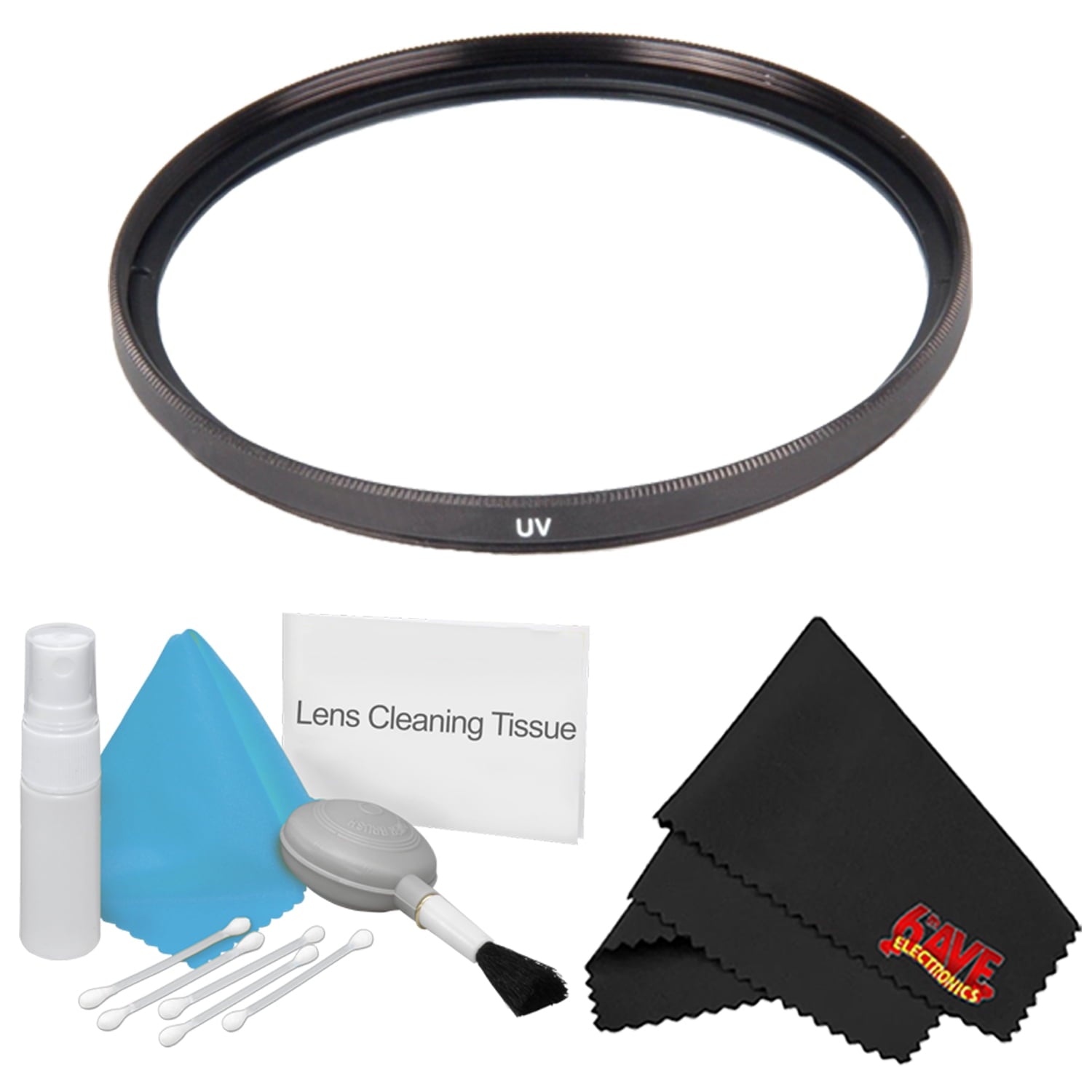55mm UV Filter + Deluxe Cleaning Kit + MicroFiber Cloth Bundle
