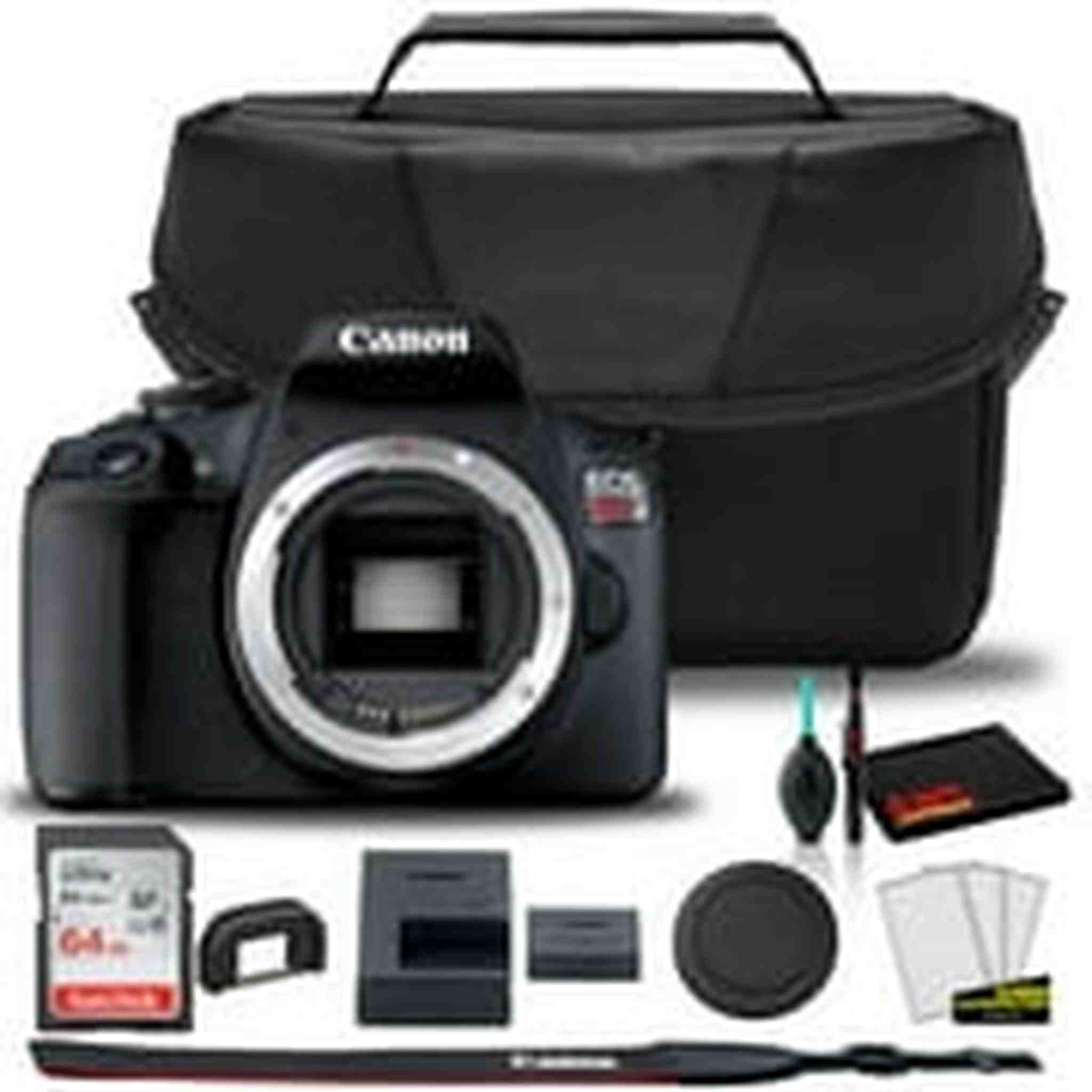 Canon EOS Rebel T7 DSLR Camera + Canon EOS Bag + Sandisk Ultra 64GB Card + Cleaning Set And More Kit Box No Lens - Used Canon