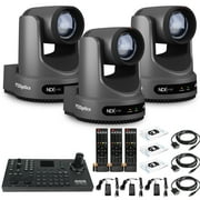 3 x PTZOptics Move 4K PTZ Camera with 20x Zoom Gray PT20X-4K-GY-G3 + SuperJoy PTZ Controller