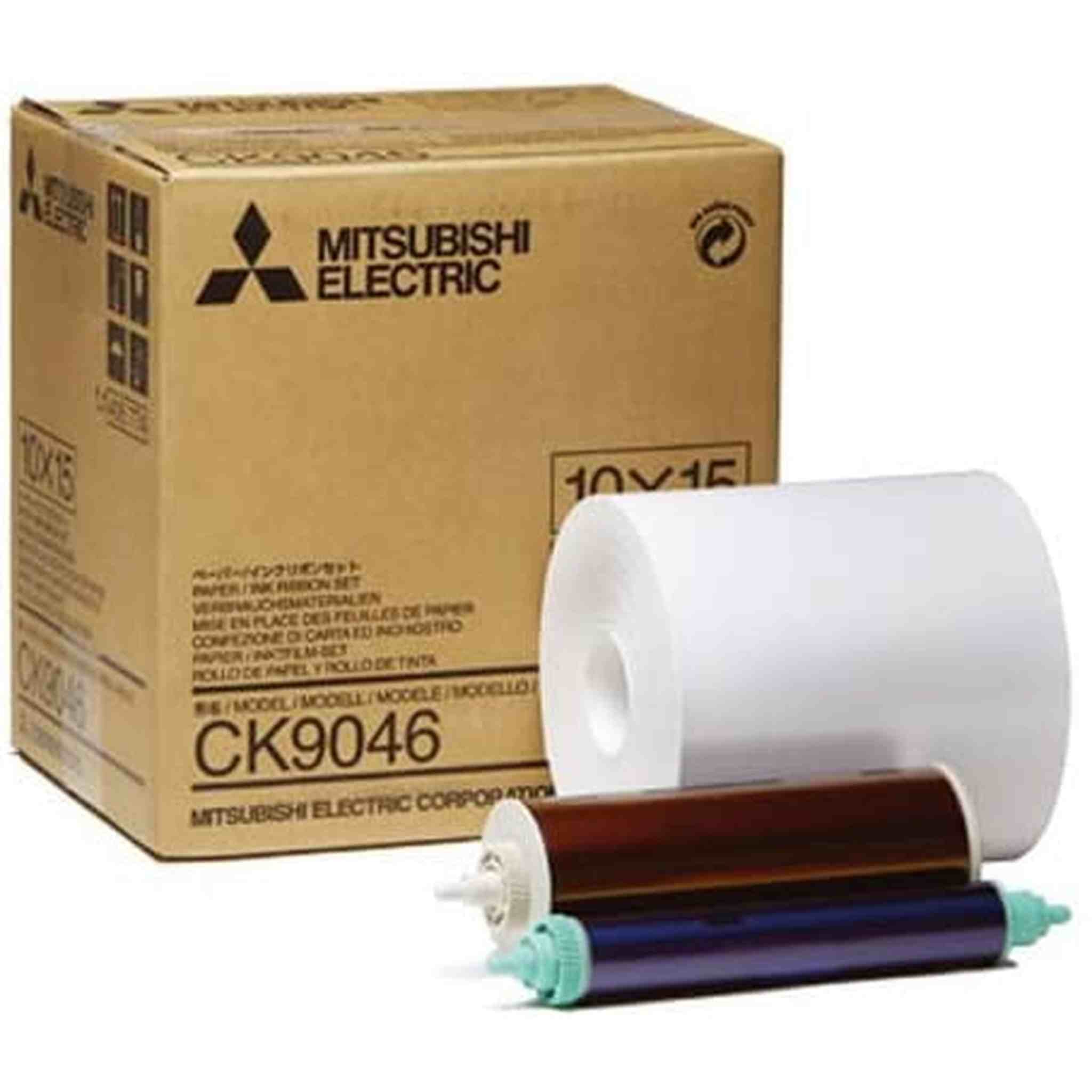 Mitsubishi Electric 10x15 4x6" Wide Paper Roll & Inksheet for 600 Photos for CP Series Dye Sublimation Thermal Printers, Model CK9046