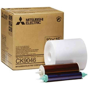 Mitsubishi Electric 10x15 4x6" Wide Paper Roll & Inksheet for 600 Photos for CP Series Dye Sublimation Thermal Printers, Model CK9046