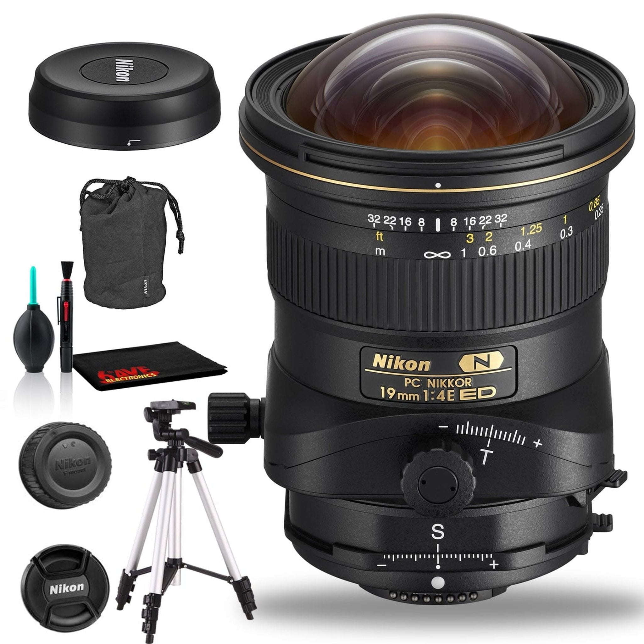 Nikon PC NIKKOR 19mm f/4E ED Tilt-Shift Lens Includes Filter Kits and Tripod Intl Model
