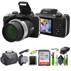 Minolta Pro Shot MN53Z 16 MP HD Digital Camera with 53x Zoom, 1080p HD Video Bundle Black Minolta