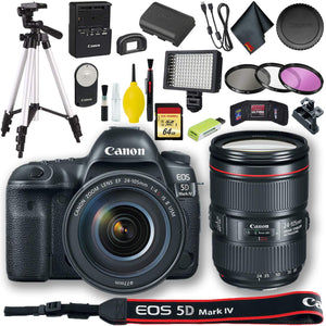 Canon EOS 5D Mark IV DSLR Camera with 24-105mm f/4L II Lens International Model + 64GB Pro Bundle