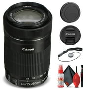 Canon EF-S 55-250mm f/4-5.6 IS STM Lens (8546B002) + Filter Kit Base Bundle