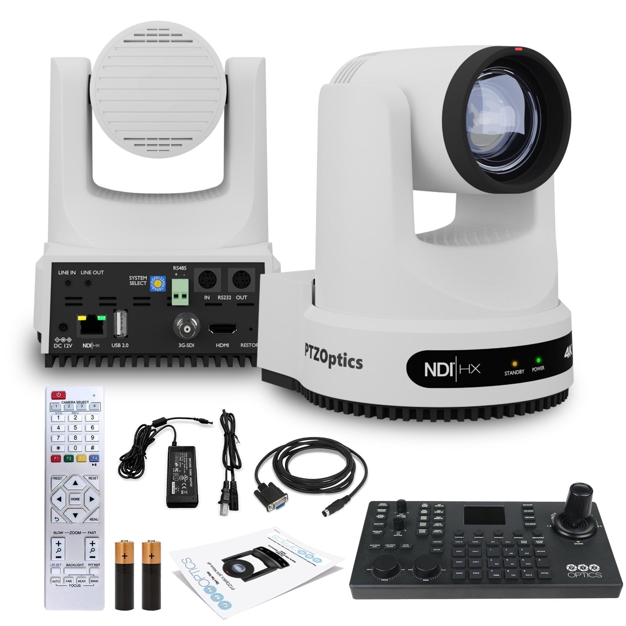 PTZOptics Move 4K PTZ Camera with 12x Zoom White PT12X-4K-WH-G3 + SuperJoy PTZ Controller PTZOptics