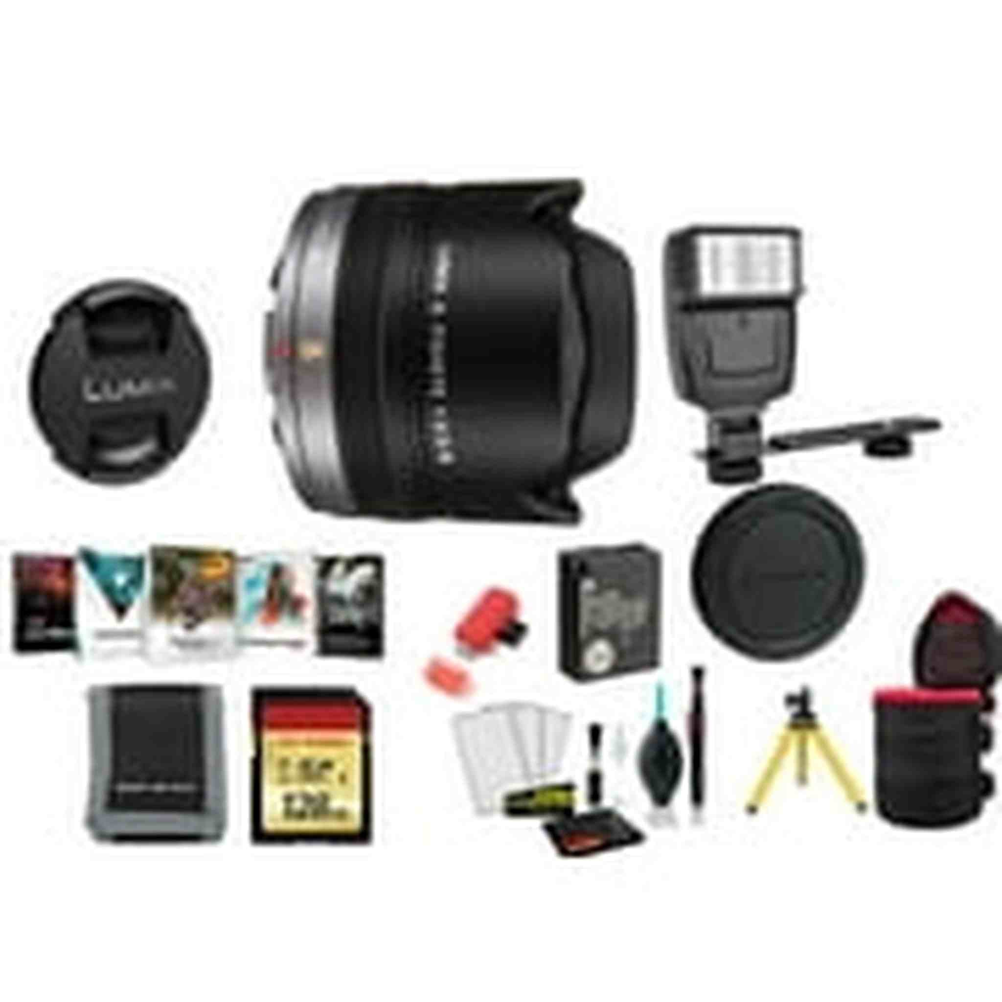 Panasonic Lumix G Fisheye 8mm f/3.5 Lens - Kit with 128GB Memory Card and More PANASONIC