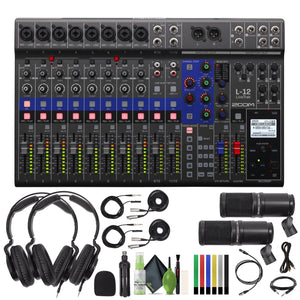 Zoom LiveTrak L-12 Digital Mixer & Multitrack Recorder, for Music, Podcasting, and More, 12-Input/ 14-Channel SD Recorder, 14-in/4-out USB Audio Interface, 5 Powered Headphone Outputs