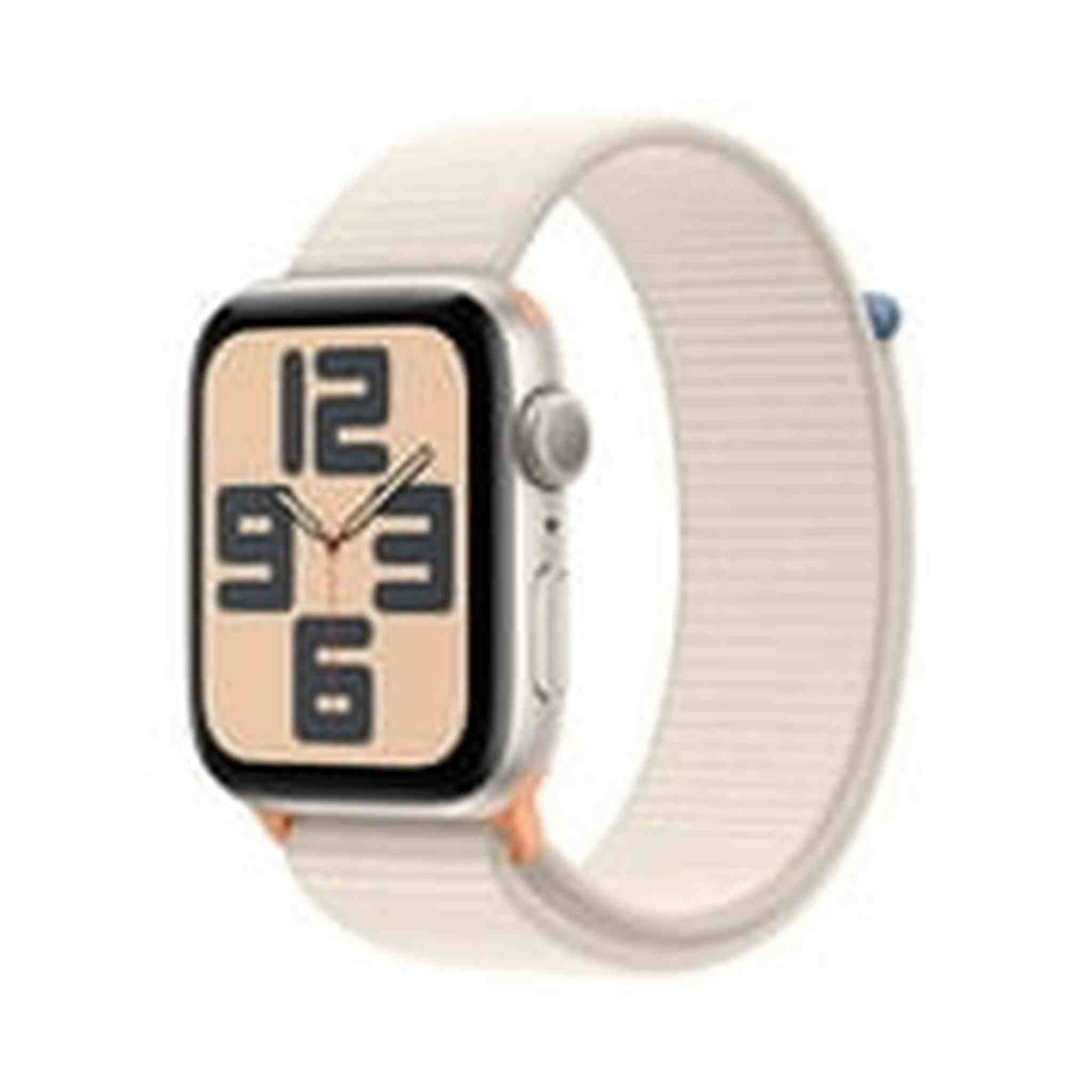Apple Watch SE 2nd Gen GPS 44mm Smartwatch with Starlight Aluminum Case with Starlight Sport Loop. Fitness & Sleep Tracker, Crash Detection, Heart Rate Monitor, Carbon Neutral