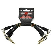 Pig Hog PHLIL6RA Lil' Pigs Right-Angle 1/4" Vintage Rasta Stripe Instrument Patch Cables, 6" 3 Pack
