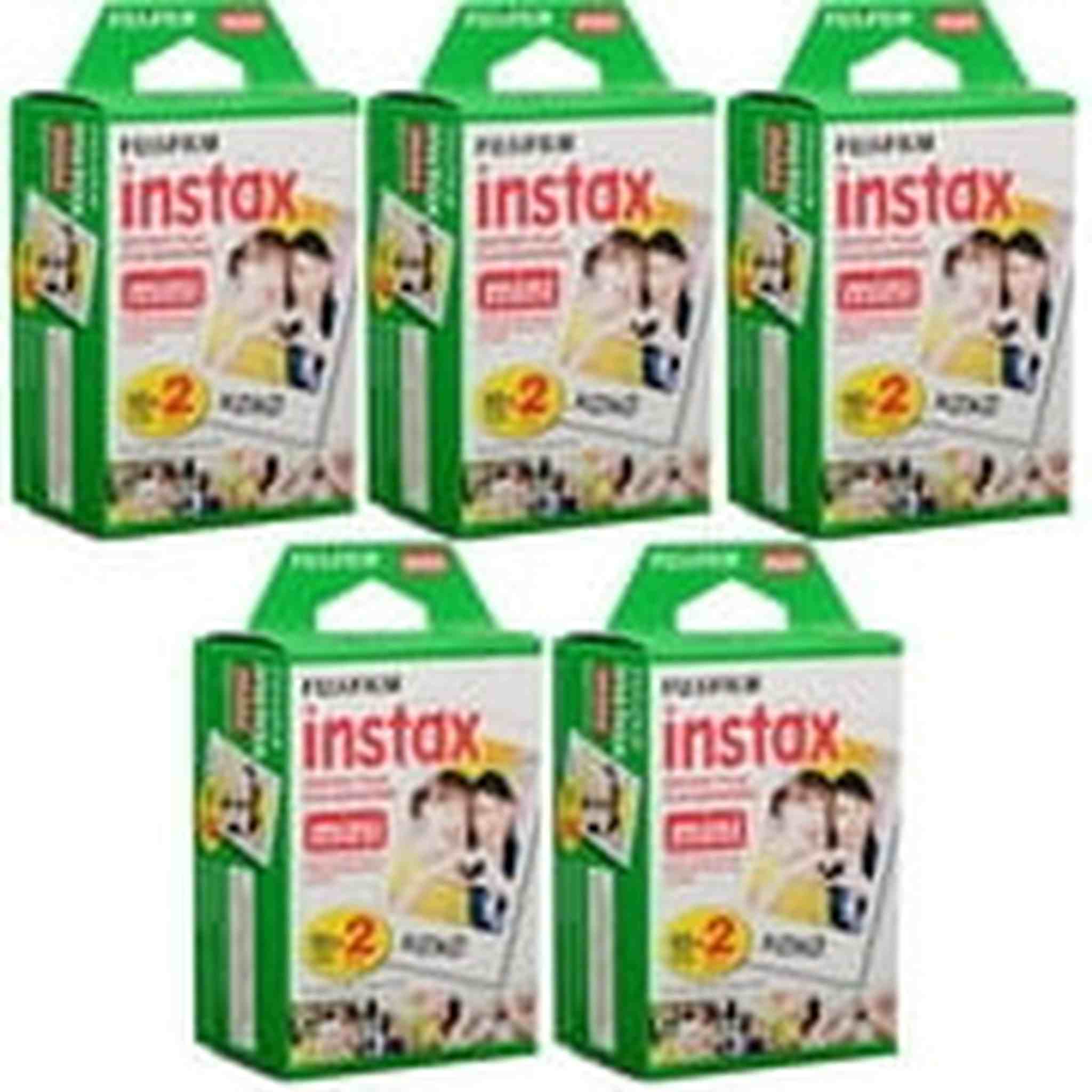 Fujifilm Instax Mini Instant Film, 10 Sheets of 5 Pack x 2 100 Sheets - Import