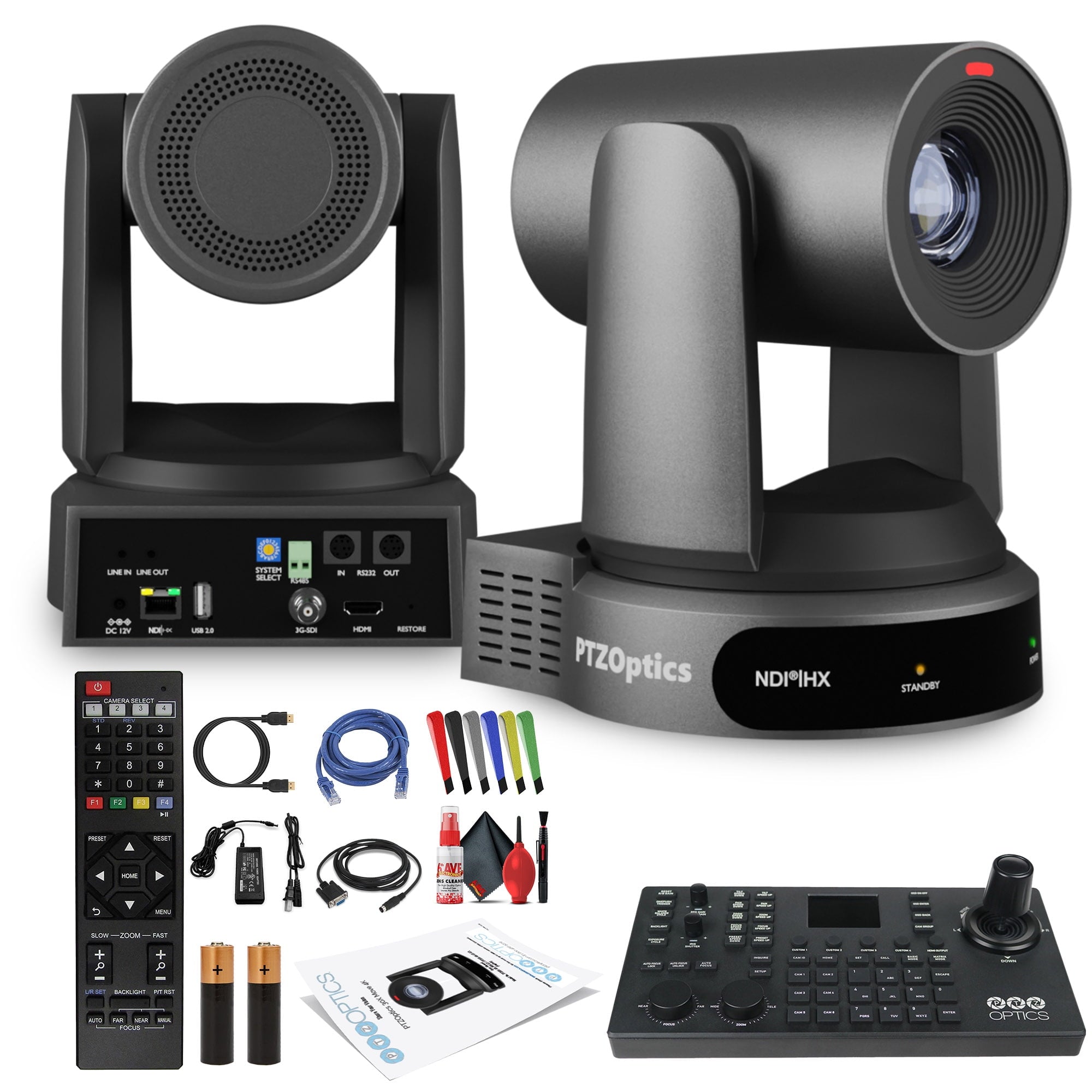 PTZOptics Move 4K PTZ Camera with 30x Zoom Gray PT30X-4K-GY-G3 + SuperJoy PTZ Controller