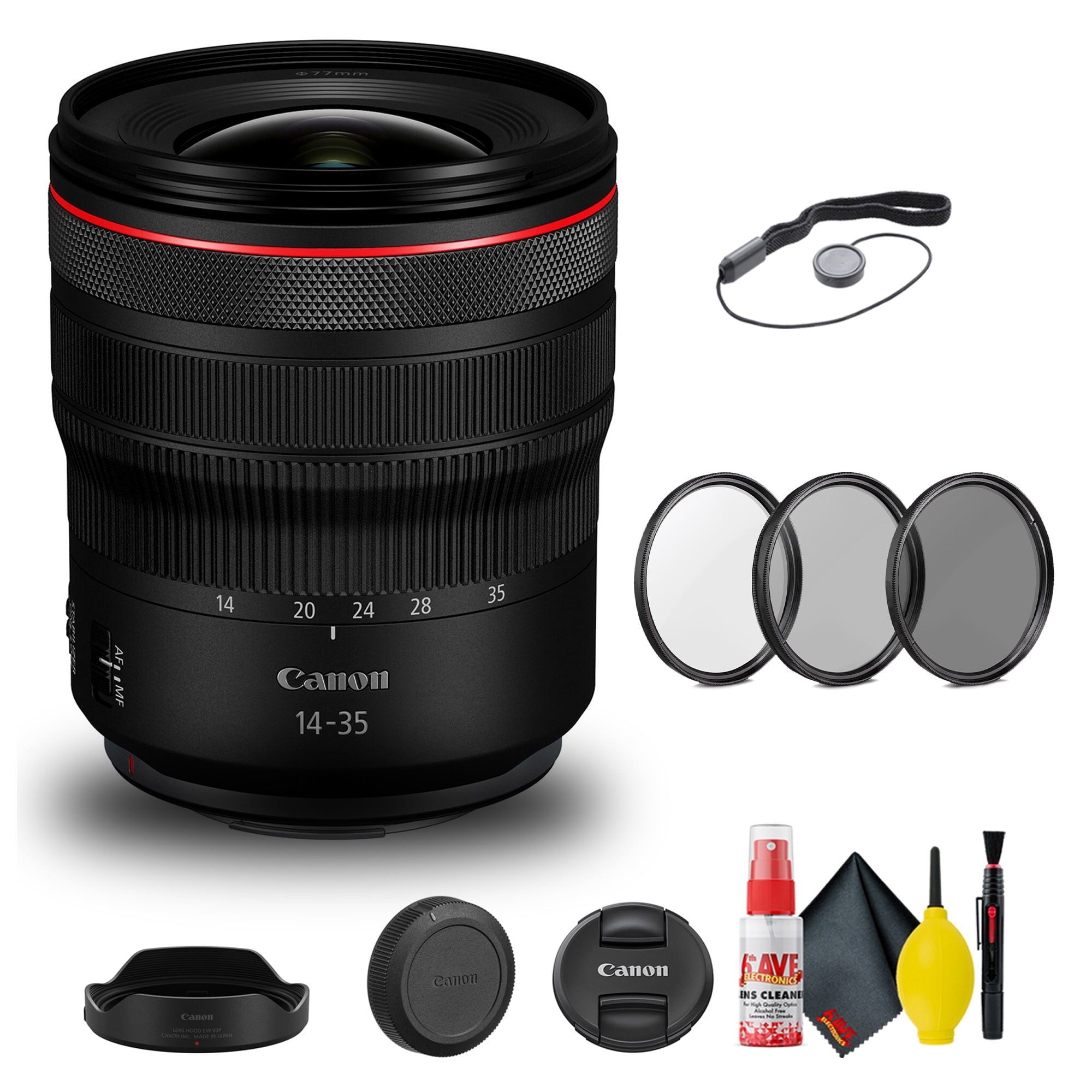 Canon RF 14-35mm f/4L IS USM Lens 4857C002 + Filter Kit + Cap Keeper Base Bundle