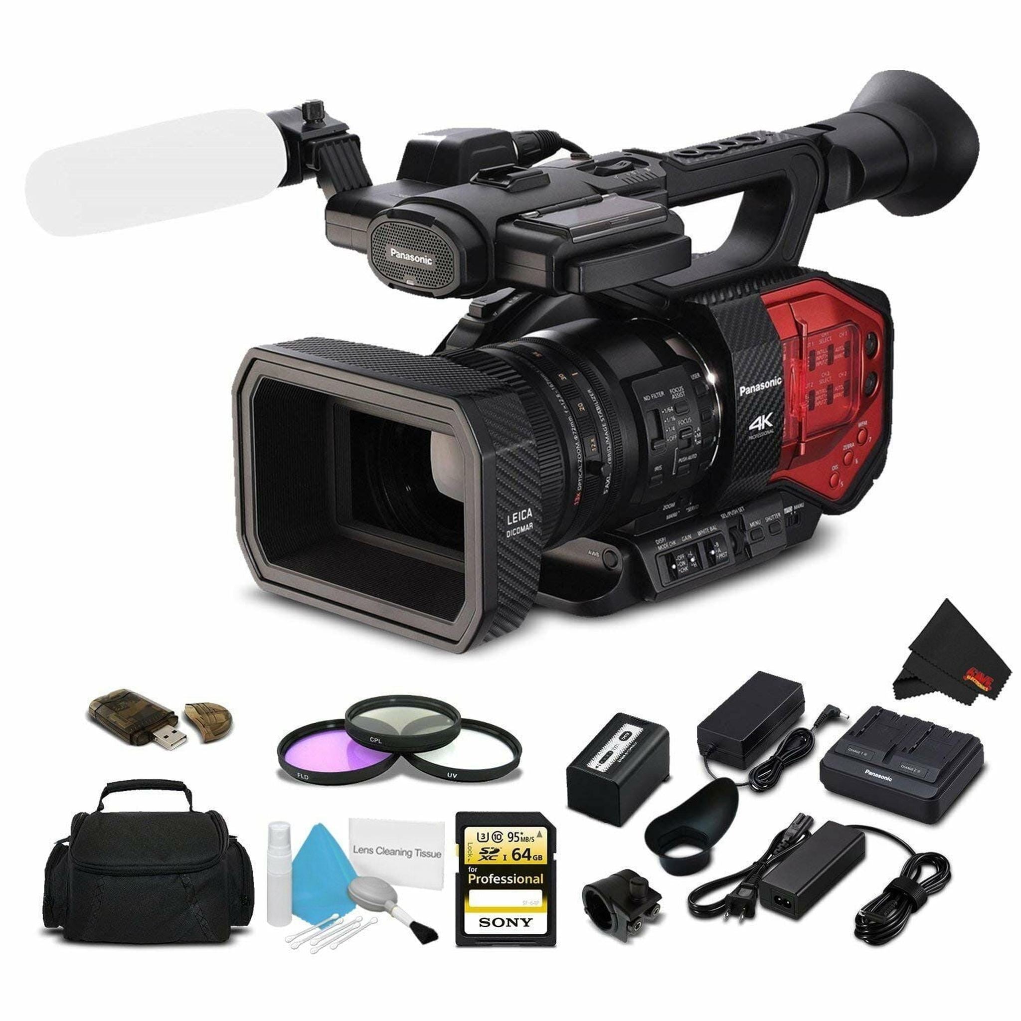 Panasonic AG-DVX200 4K Camcorder + 64GB Memory Card + Case + Filter Kit + More Panasonic
