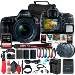 Canon EOS 5D Mark IV DSLR Camera with 24-70mm f/4L Lens 1483C018 Pro Bundle