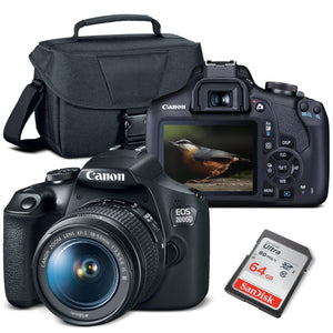 Canon EOS 2000D / Rebel T7 DSLR Camera + 18-55mm Lens, 58mm Filters Bundle