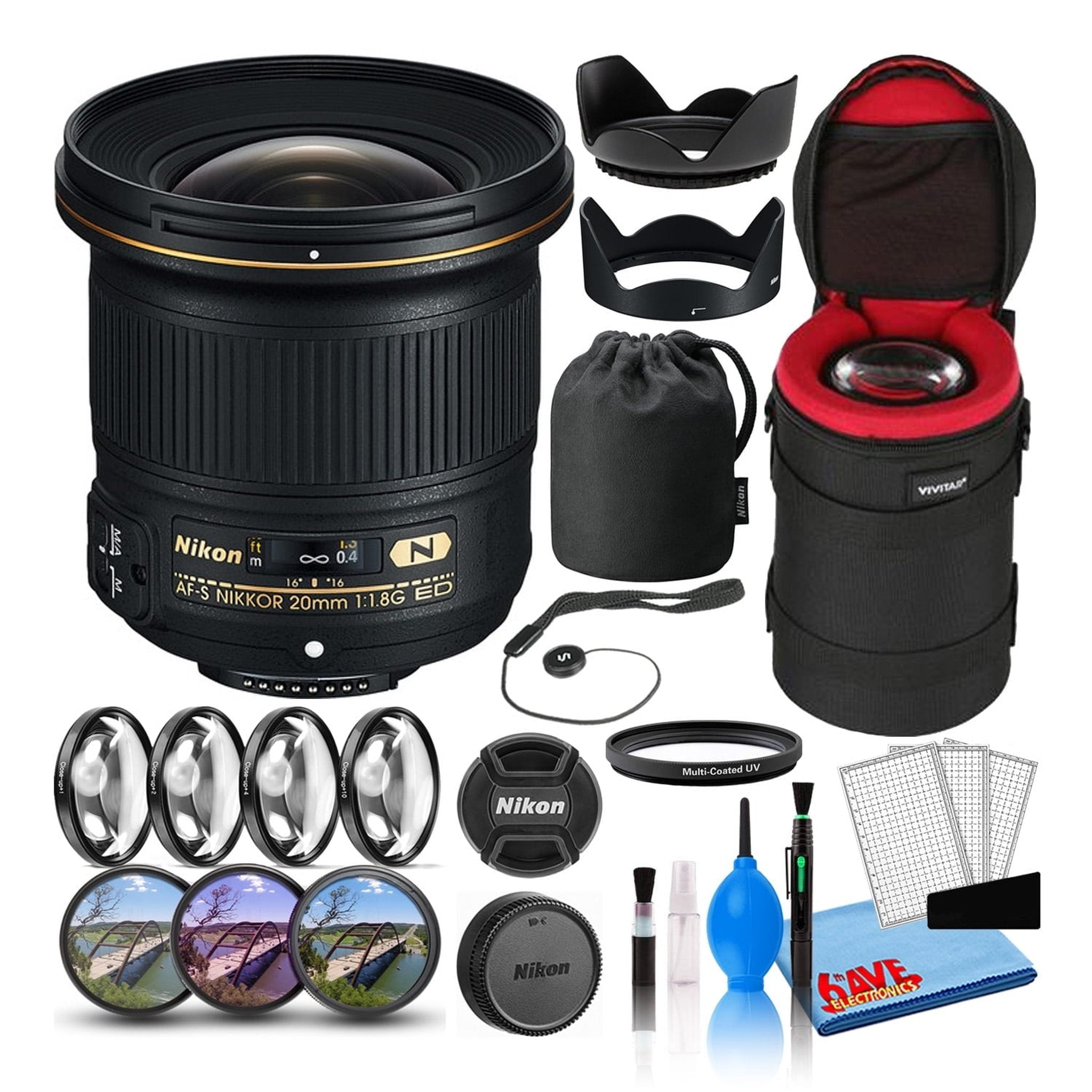 Nikon AF-S 20mm f/1.8G ED Prime Lens 20051 Intl Model Bundle