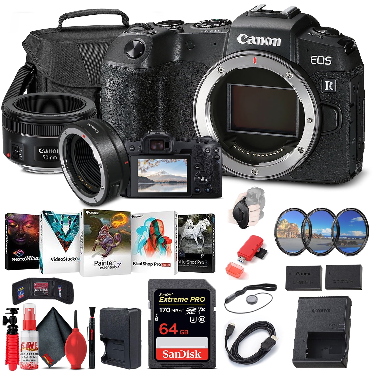 Canon EOS RP Mirrorless Digital Camera 3380C002 + EF 50mm Filter Set Bundle